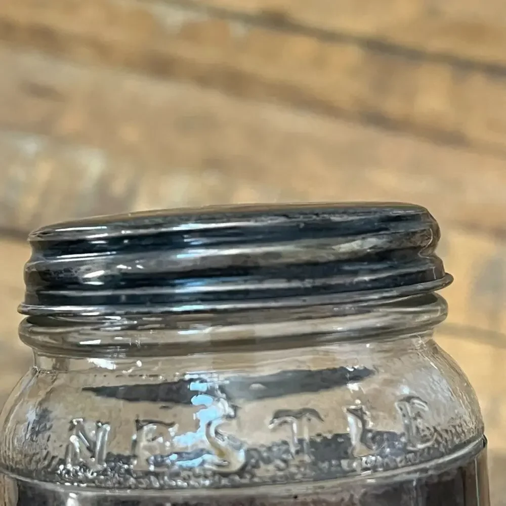 Vintage Nestle 925 Sterling Silver Glass Jar Floral Overlay 4.75